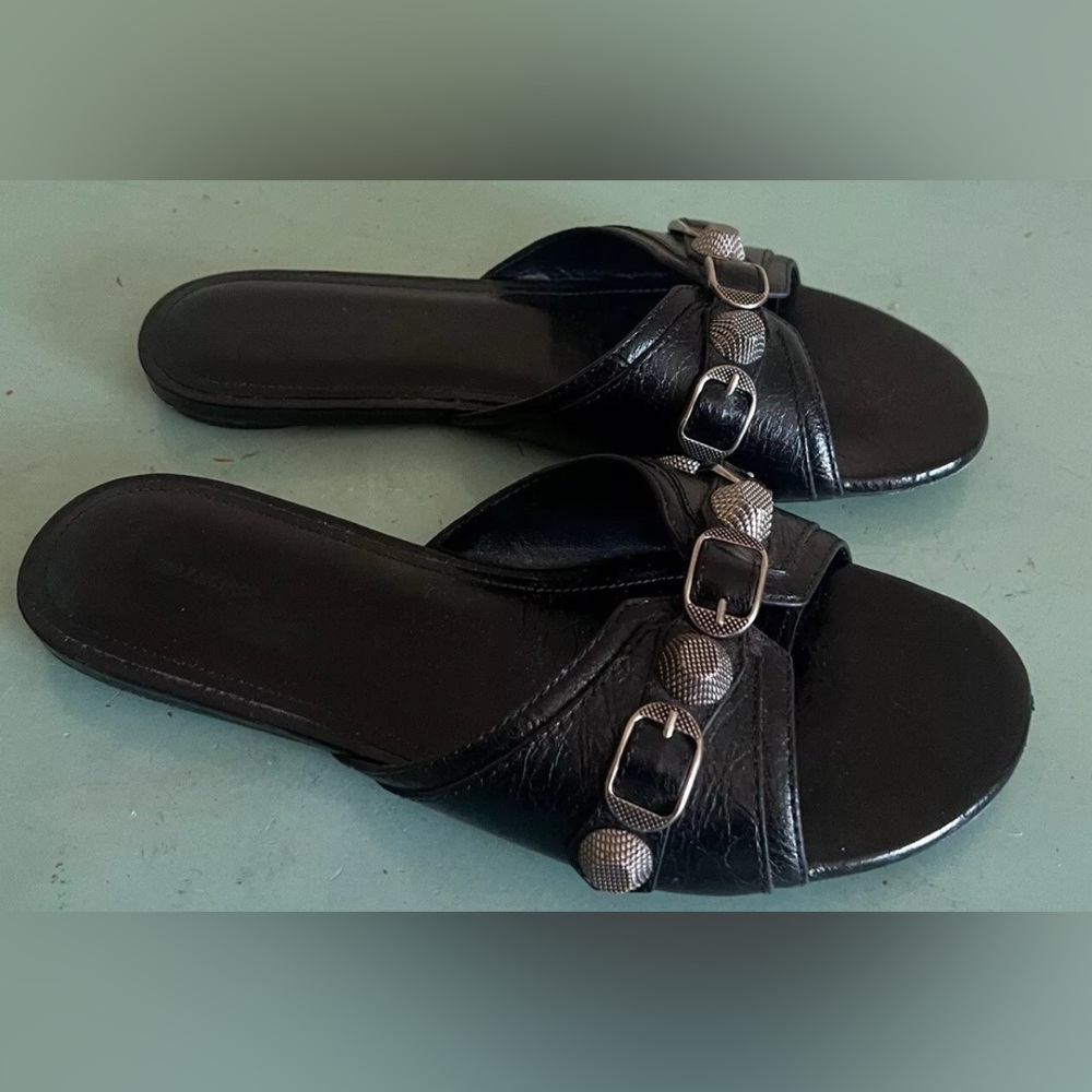 Balenciaga’s Women’s Cagole Arena Slip On Studded Sandals Shoes 38.5 - Picture 4 of 7